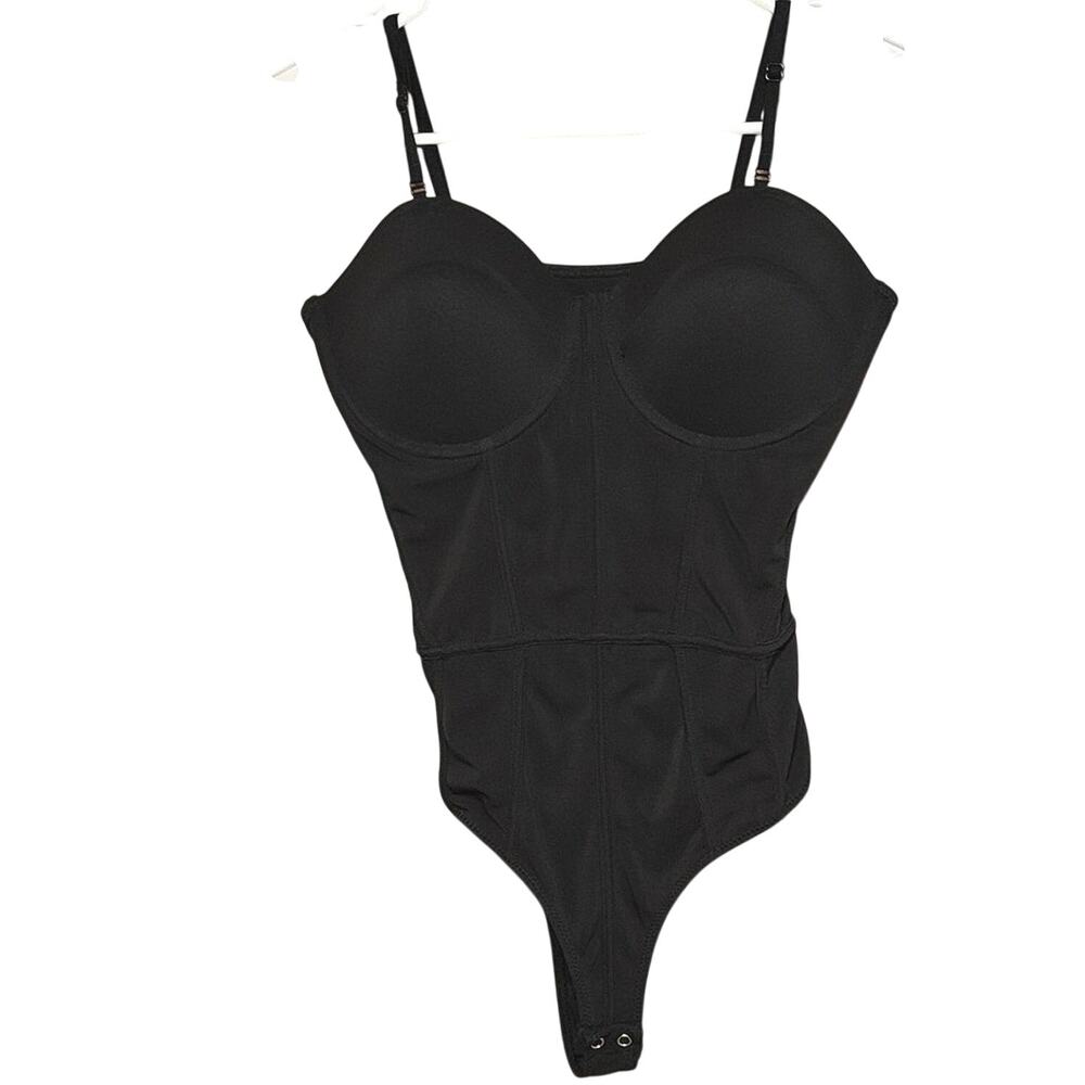 REORIA Women’s Black Sculpting Bodysuit Built In Bra Shapewear Size Large